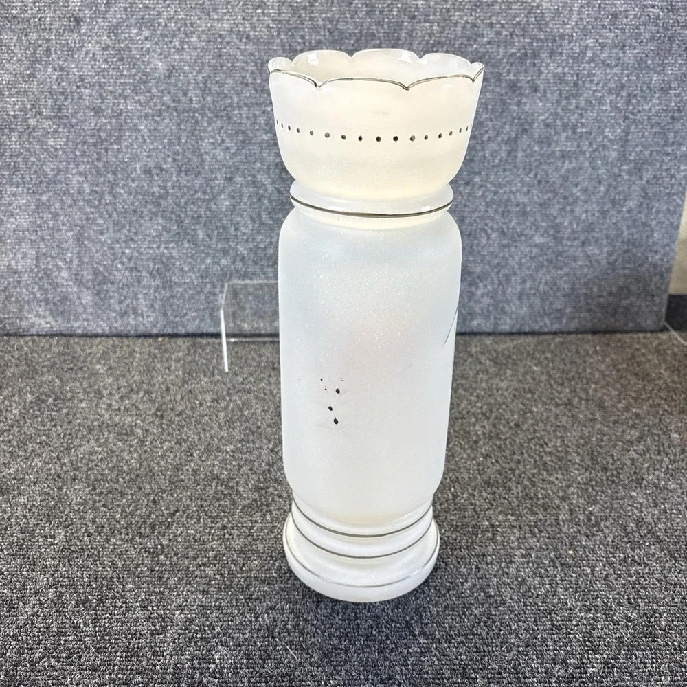 Vtg~1920s Hand Painted Floral/Frosted Glass Vase~14